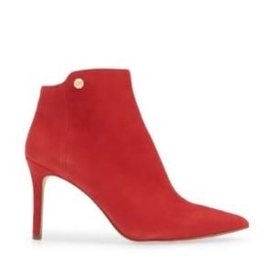 Louise et cie red suade booties with gold details